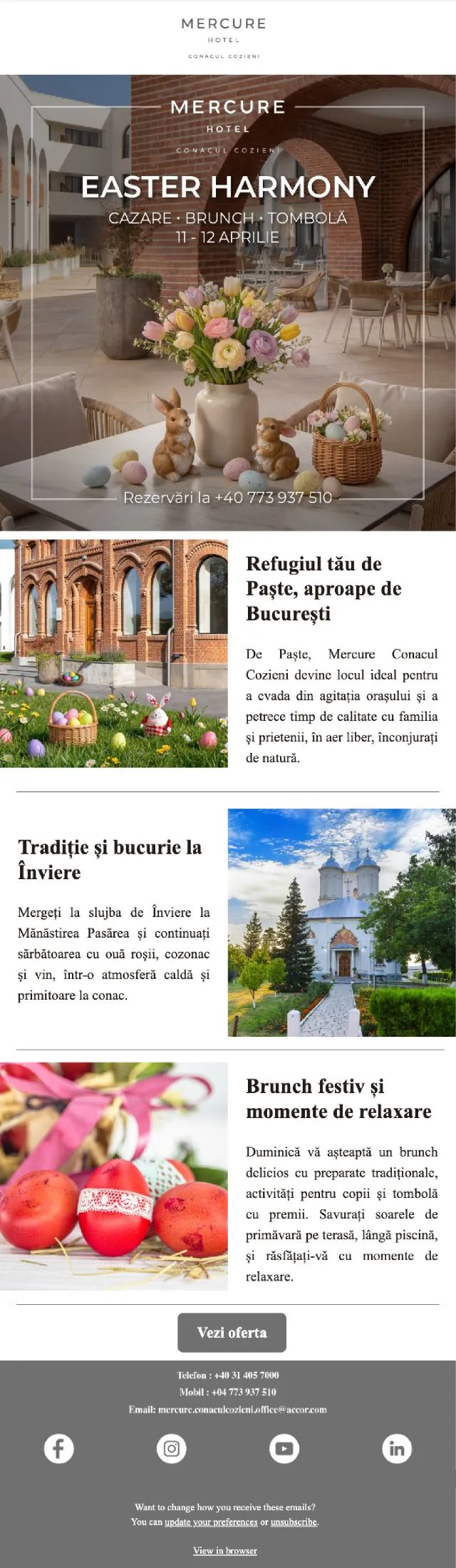 Newsletter Mercure Conacul Cozieni